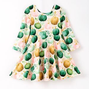FALL GLITTERY PUMPKIN TWIRL DRESS  - Fall2025