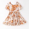 PUMPKIN FLORAL BACK BOW DRESS - Fall2025- Preorder