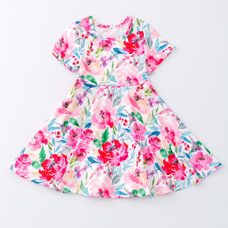 SPRING FLORAL TWIRL DRESS
