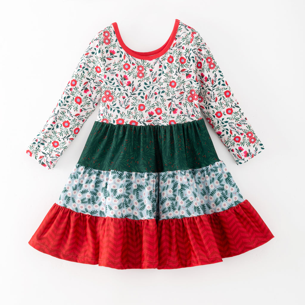 CHRISTMAS FLORAL LAYER DRESS