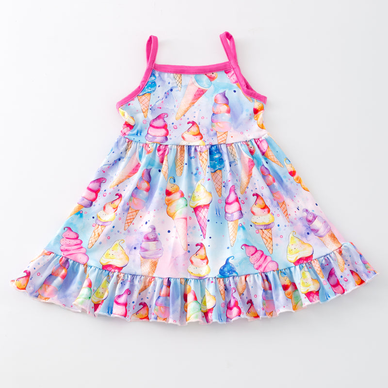 SUMMER ICE CREAM TANK RUFFLE DRESS