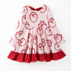 SANTA FRAME BACK BOW TWIRL DRESS - Christmas2025