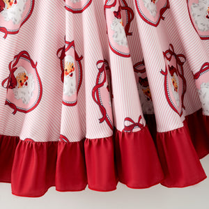 SANTA FRAME BACK BOW TWIRL DRESS - Christmas2025