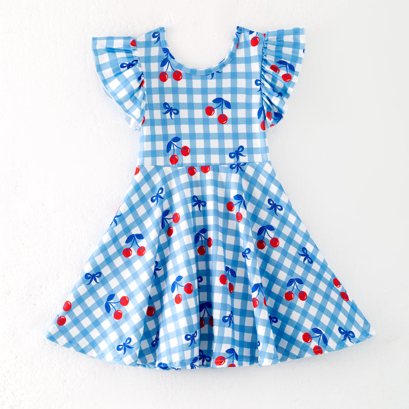 PATRIOTIC CHERRIES GINGHAM DRESS