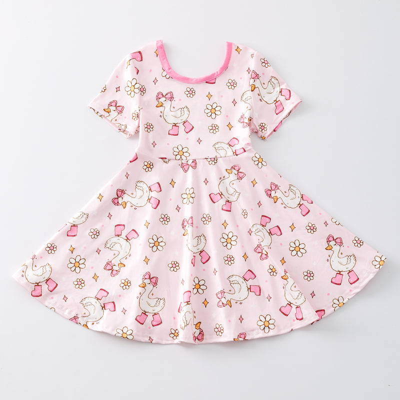 PINK GOOSE TWIRL DRESS