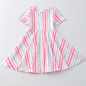 PINK & PURPLE STRIPE TWIRL DRESS