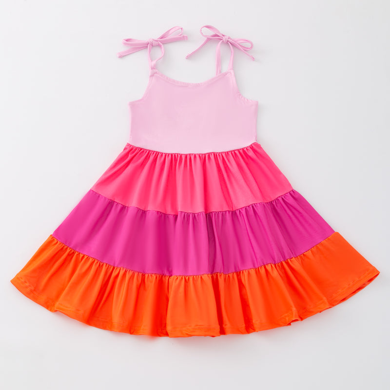 SUMMER TIER TANK DRESS - PINK/ORANGE