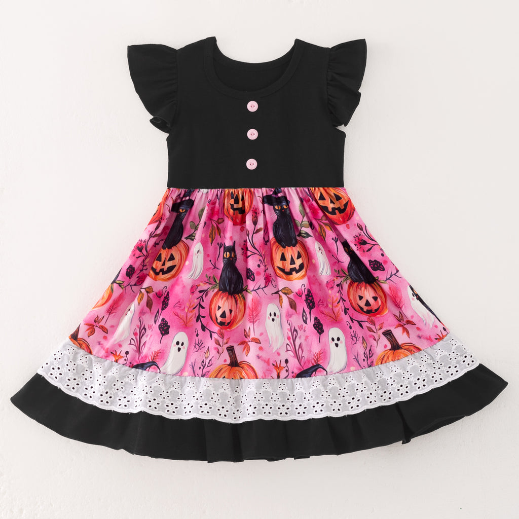 SPOOKY PINK HALLOWEEN PUMPKIN DRESS - Halloween2025