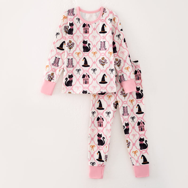 HALLOWEEN SPOOKY CAT PINK PAJAMAS