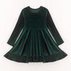 ELIZE VELOUR RUFFLE DRESS - GREEN - Christmas2025