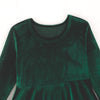 ELIZE VELOUR RUFFLE DRESS - GREEN - Christmas2025