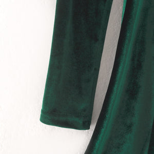 ELIZE VELOUR RUFFLE DRESS - GREEN - Christmas2025