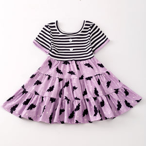 BATS TIERS BUTTON DRESS - Halloween2025 -PREORDER