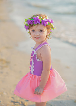PURPLE AND PINK PRINCESS ONE PIECE SWIMSUIT