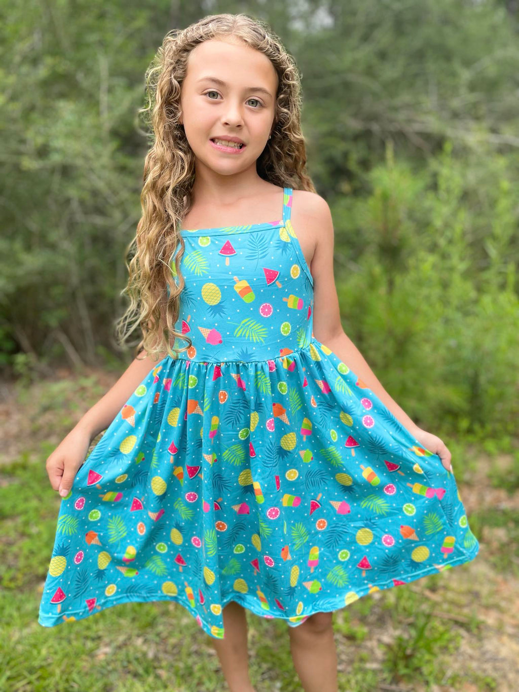 SUMMER FRUITS TANK TWIRL  DRESS