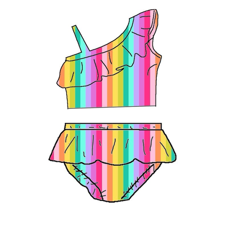 SAFE SWIM STRIPE RAINBOW TWO PC SWIMSUIT - PREORDER #4