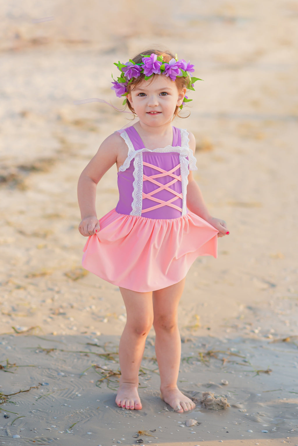 PURPLE AND PINK PRINCESS ONE PIECE SWIMSUIT