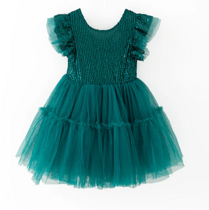 SABRINA GREEN SPARKLE DRESS  - Christmas2025