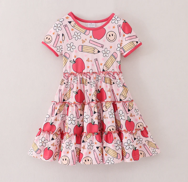 BACK TO SCHOOL APPLE RUFFLE DRESS