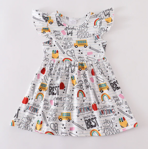 BACK TO SCHOOL RAINBOW FLUTTER DRESS