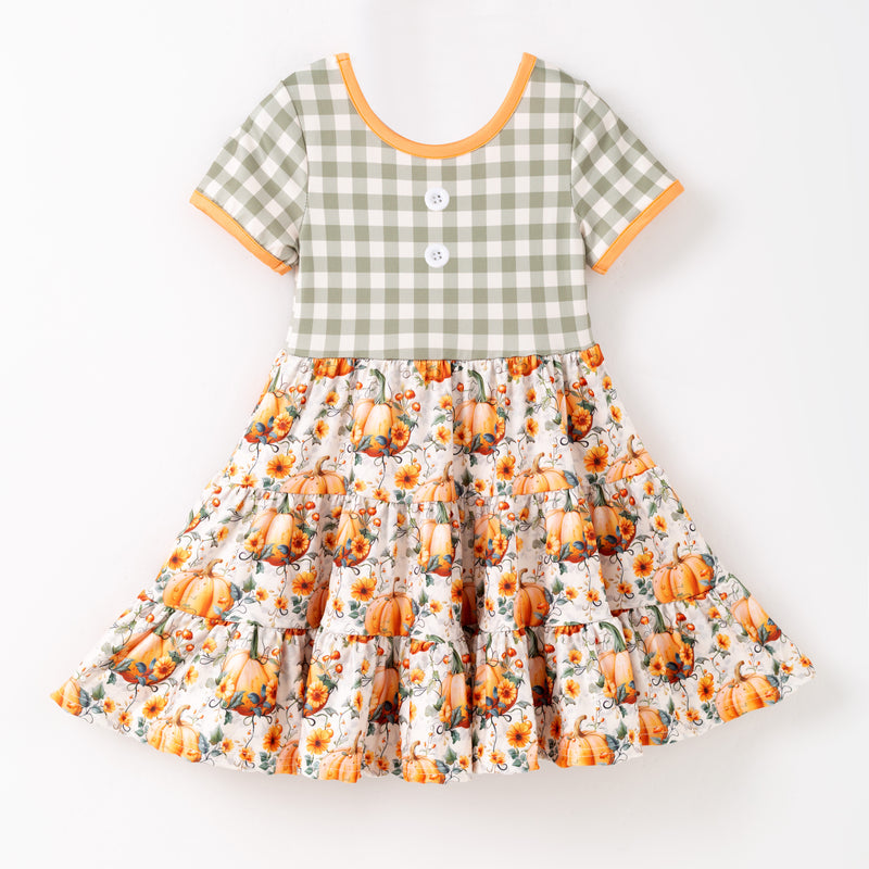 FALL GINGHAM & PUMPKIN DRESS - Fall2025