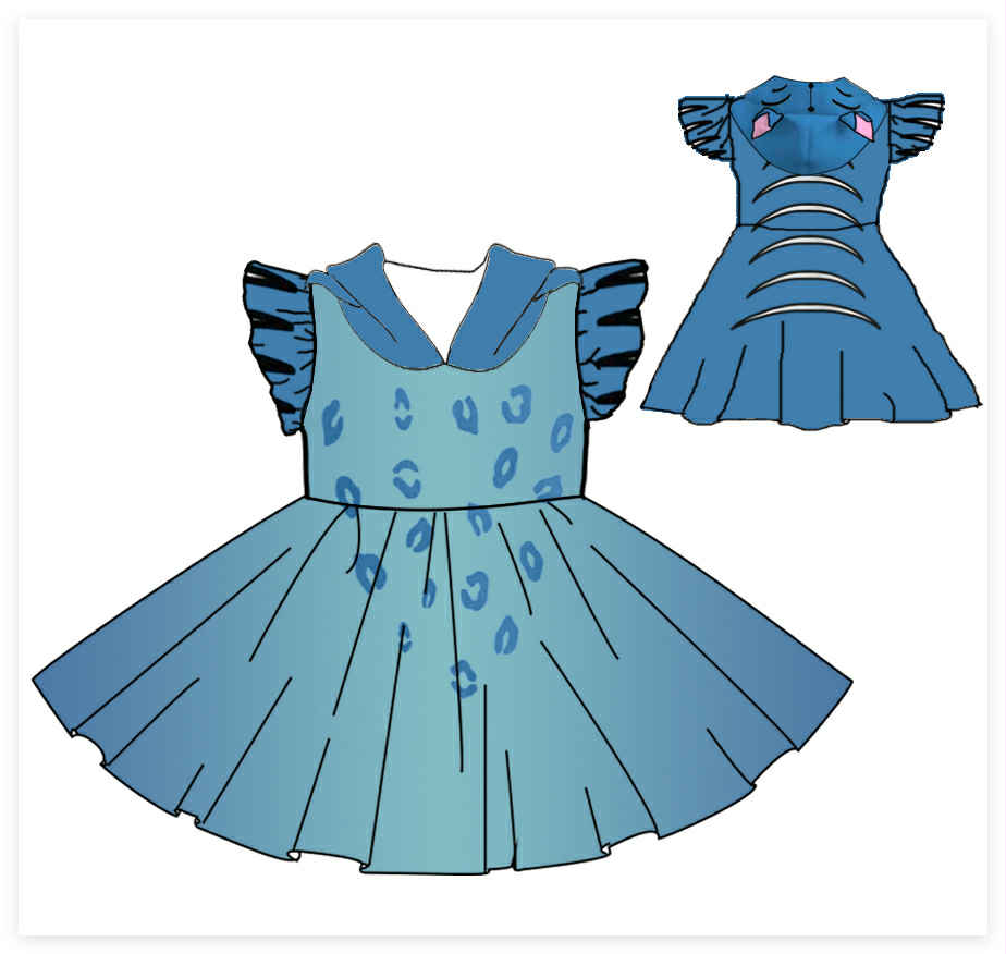 BLUE TIGER TWIRL DRESS -  PRE-ORDER