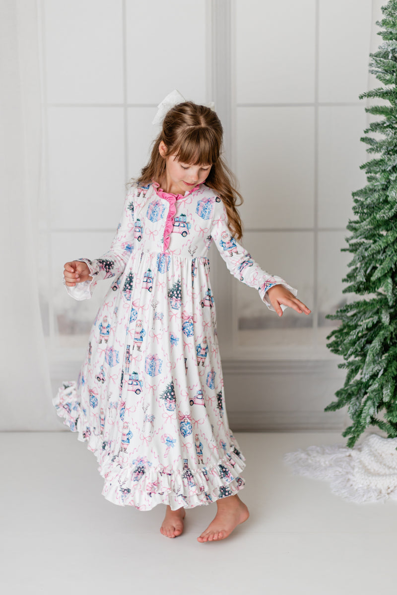 CHRISTMAS NUTCRACKER BOW NIGHTGOWN - PINK -  Christmas2025
