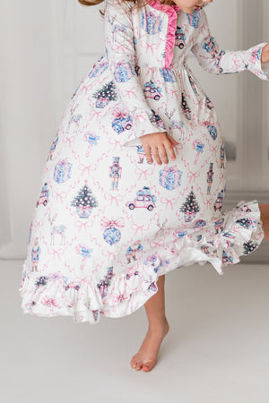 CHRISTMAS NUTCRACKER BOW NIGHTGOWN - PINK -  Christmas2025