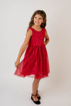 RED GOLD BOW HOLIDAY DRESS