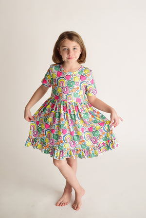 LUCKY CHARMS BACK BOW TWIRL DRESS