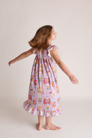 VINTAGE EASTER BUNNY NIGHTGOWN - PURPLE
