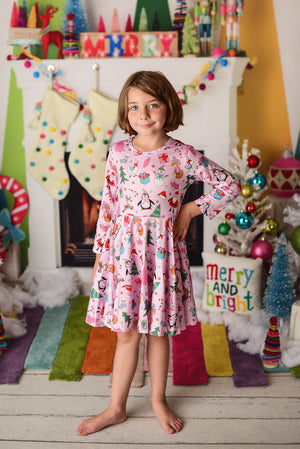 PINK CHRISTMAS TWIRLY DRESS