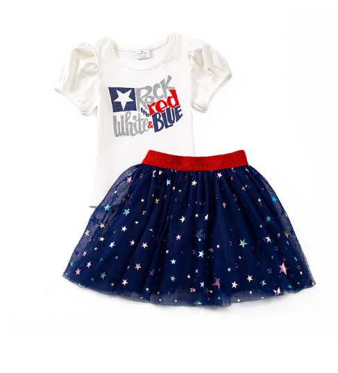 PATRIOTIC TOP AND TUTU SKIRT SET