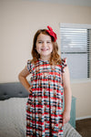 REINDEER FLUTTER SLEEVES PLAID NIGHTGOWN