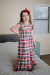 REINDEER FLUTTER SLEEVES PLAID NIGHTGOWN