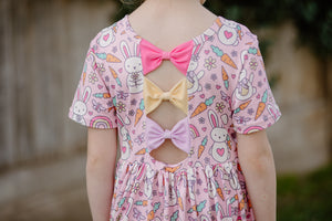 PINK EASTER BUNNY BACK BOW DRESS