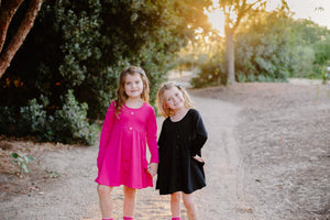 BLACK BUTTONED POCKET DRESS