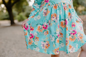 TEAL FALL FLORAL DRESS