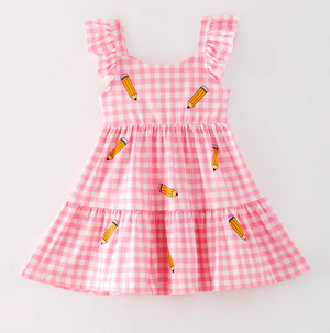 BACK TO SCHOOL PENCIL GINGHAM DRESS