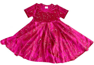 HOT PINK STAR VELOUR SHORT SLEEVES TWIRLY