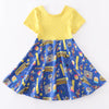YELLOW & BLUE BACK TO SCHOOL TWIRL DRESS