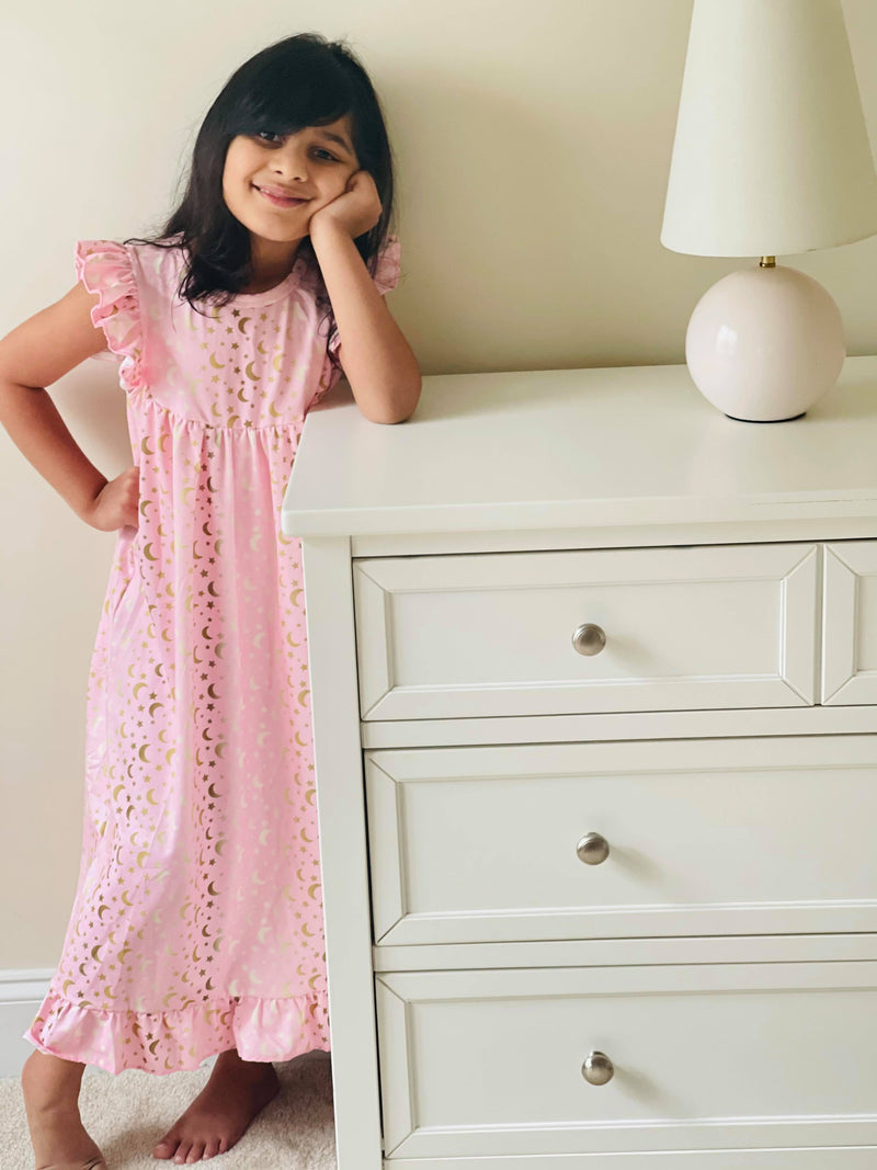 MOON & STAR NIGHTGOWN - PINK