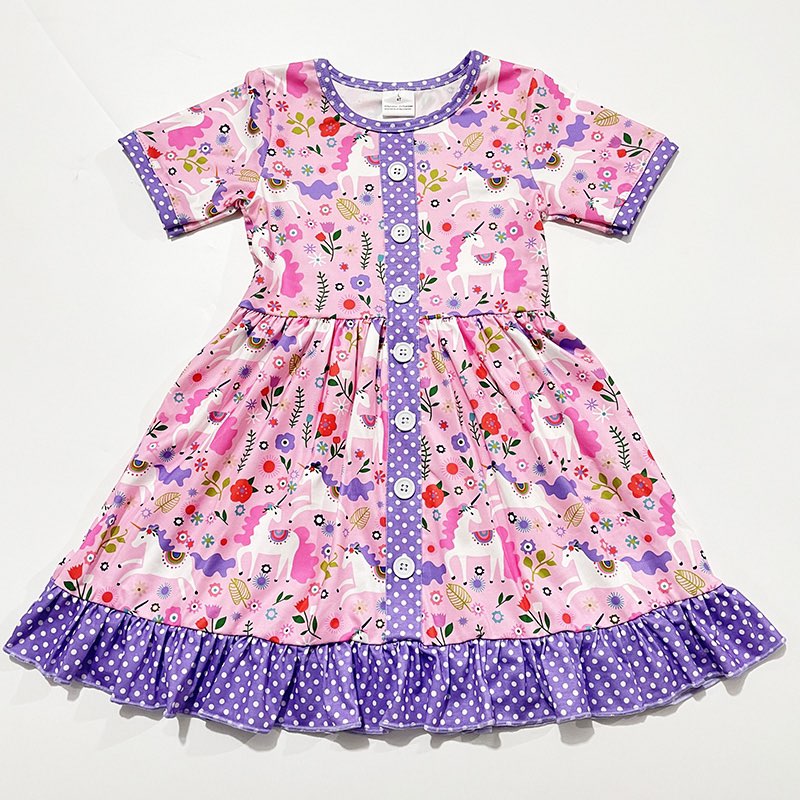UNICORN VALENTINE BUTTON DRESS