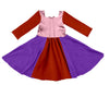 WITCH SISTER TWIRLY LONG SLEEVES DRESS PINK/RED - HC2025