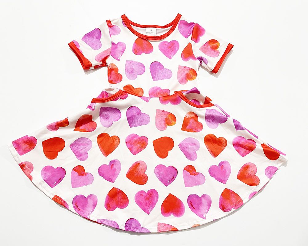 VALENTINE HEART PINK AND RED DRESS WITH POCKETS