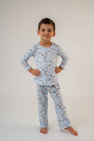 BLUE SANTA LONG SLEEVES PJS