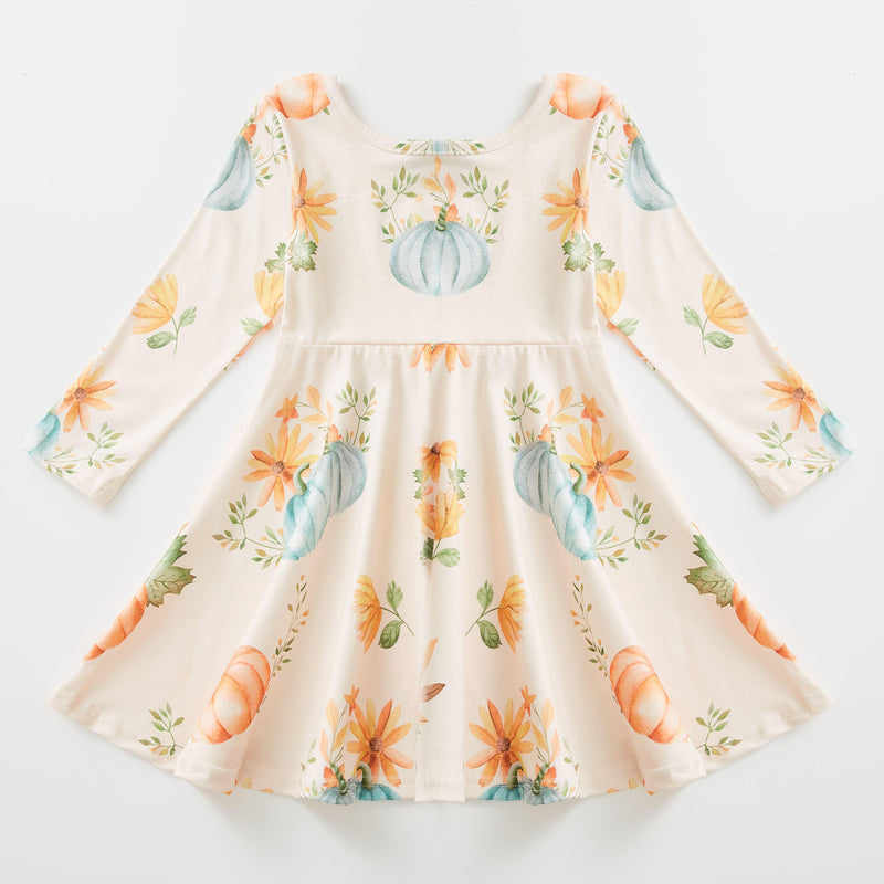 ELLA PUMPKIN FLORAL TWIRL DRESS