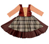 WITCH SISTER TWIRLY LONG SLEEVES DRESS BROWN/PLAID - HC2025