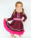 GINGERBREAD COOKIE GIRL TWIRLY DRESS