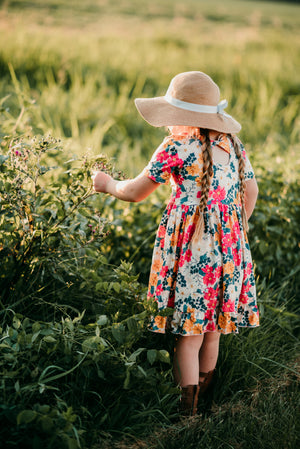 FALL FLORAL BOW DRESS